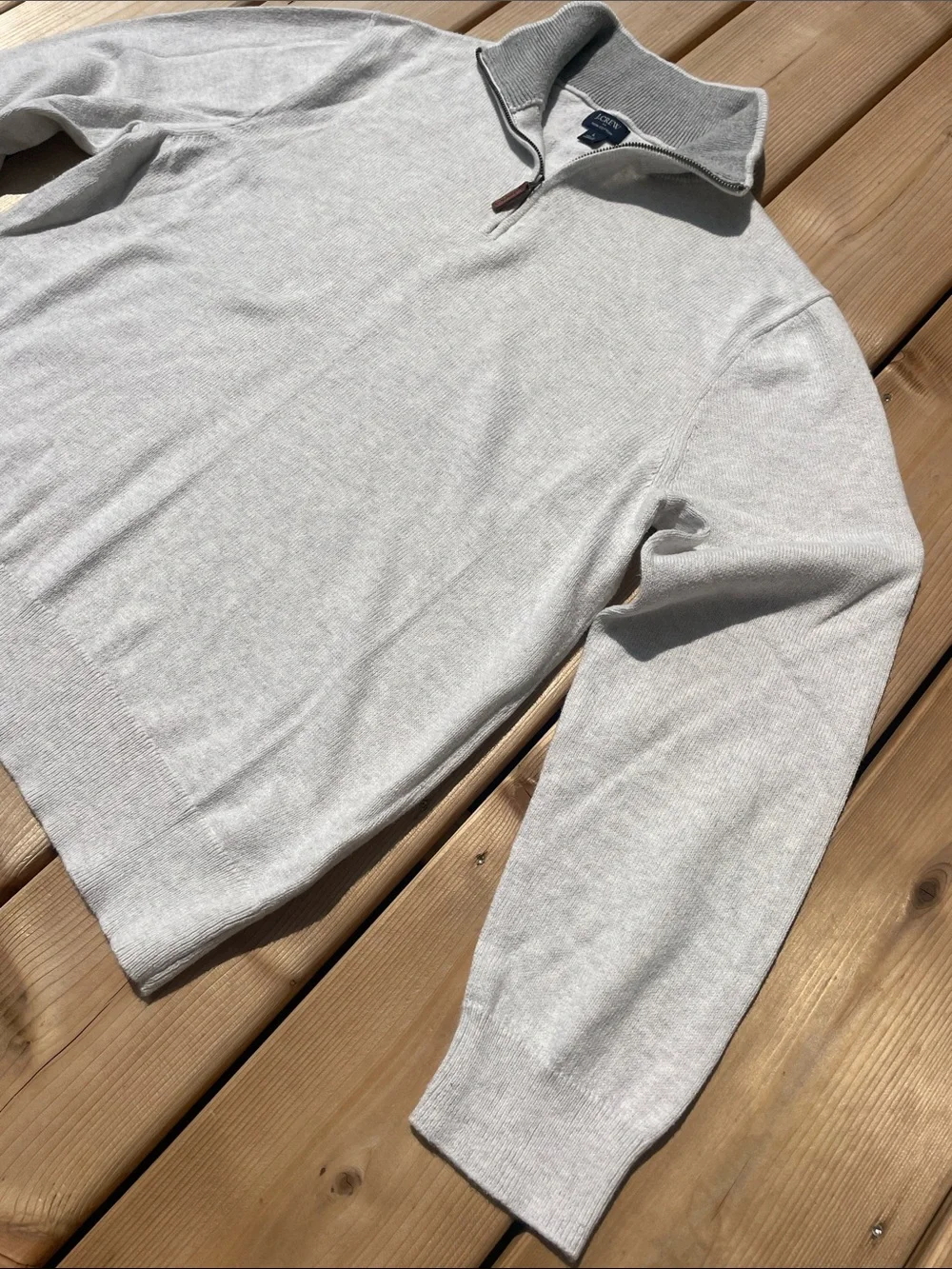 J. Crew Men's Light Gray 1/4 Zip  Mock Collar Sweater